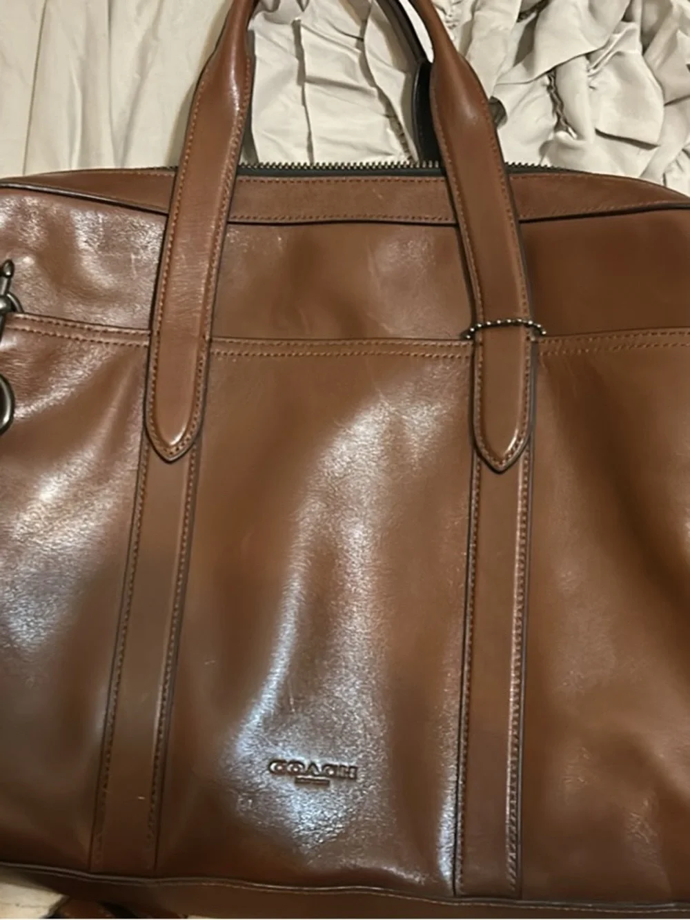 Coach Men's Smooth Leather Briefcase in Chestnut